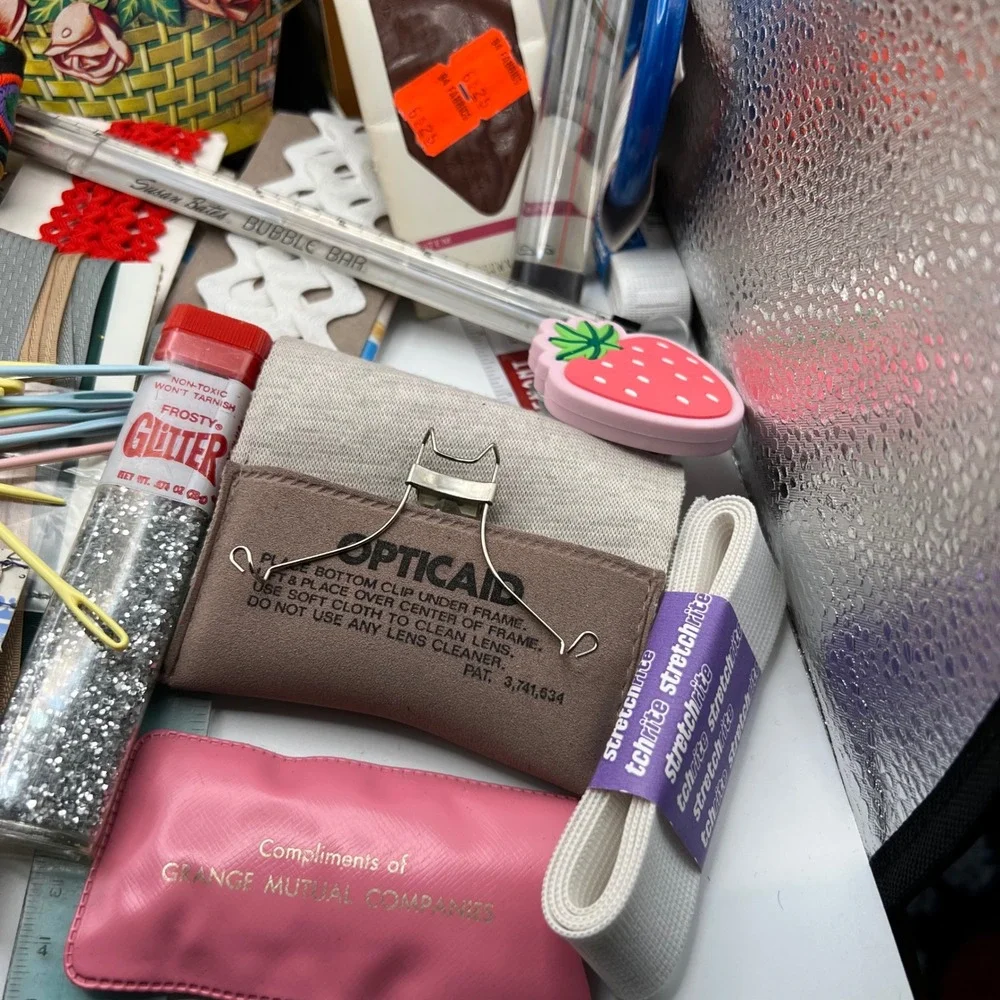 Junk Drawer Craft Supply Lot 2 lbs 50 Items VTG Sewing Needlework Fiber Arts